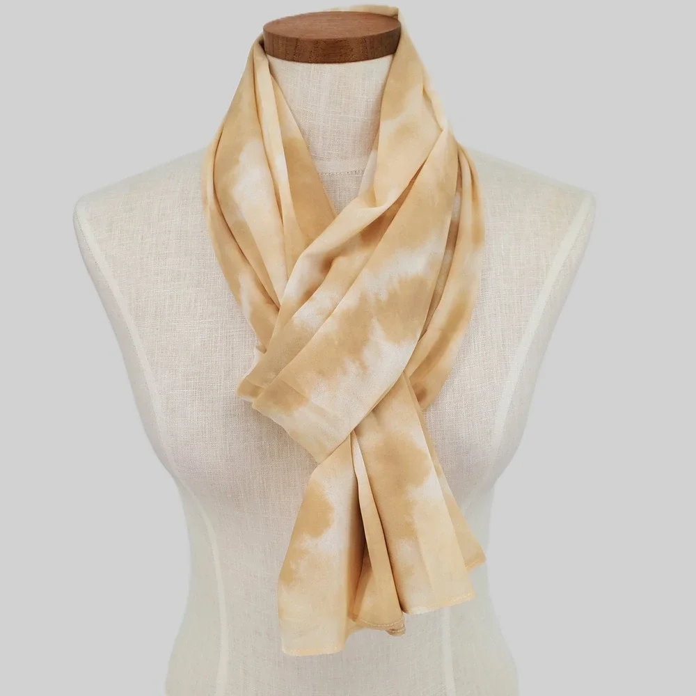 Colleen Lopez Tie Dye Lightweight Sheer Scarf‎ Shawl Wrap Beige Cream One Size